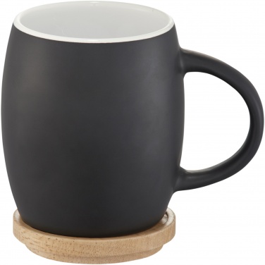 Logotrade Logogeschenke das Foto: Hearth 400 ml Keramiktasse mit Holz Untersetzer