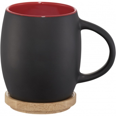 Logotrade Logogeschenke das Foto: Hearth 400 ml Keramiktasse mit Holz Untersetzer