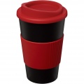 Americano® 350 ml Isolierbecher mit Schutzring, Durchgehend schwarz / rot