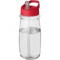 H2O Active® Pulse 600 ml Sportflasche mit Ausgussdeckel, Transparent / Rot