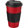 Americano® 350 ml Isolierbecher mit Schutzring & auslaufsicherem Schraubverschluss, Rot / Tiefschwarz