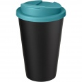 Americano® Eco 350 ml recycelter Becher mit auslaufsicherem Deckel, Aquablau / Tiefschwarz