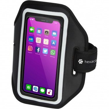 Logotrade Werbegeschenke das Foto: Haile reflektierendes Smartphone Armband mit transparenter Abdeckung