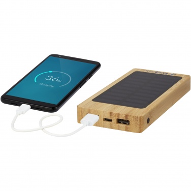 Logotrade Firmengeschenke das Foto: Alata 8000 mAh Bambus Solar-Powerbank