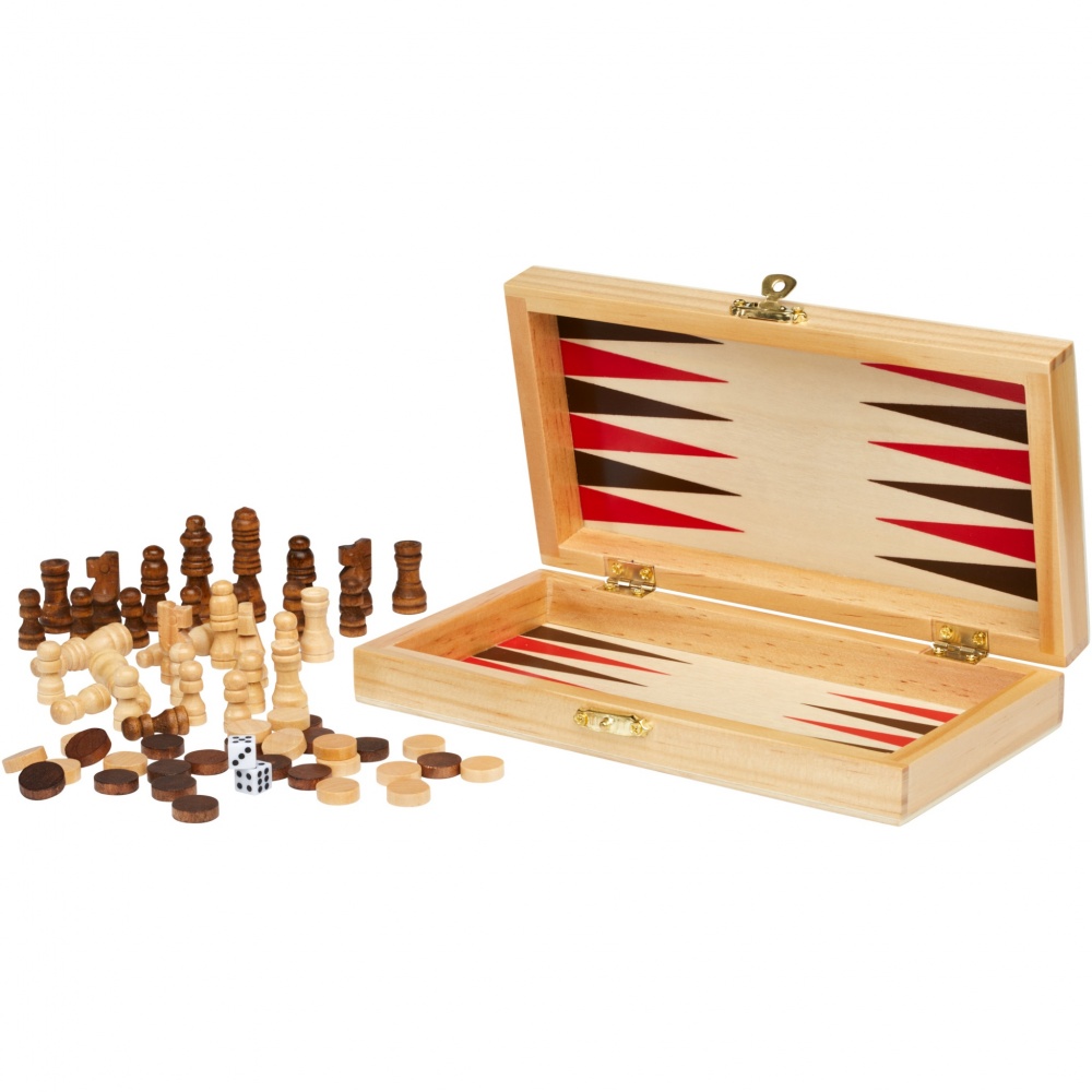 Logotrade Geschäftsgeschenke das Foto: Mugo 3-in-1 Spieleset aus Holz