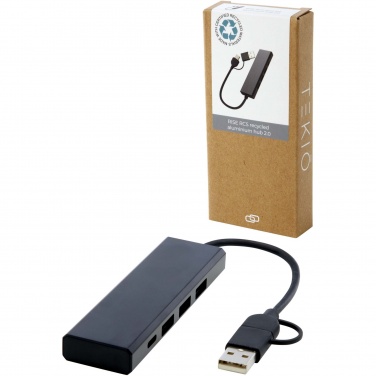 Logotrade Geschäftsgeschenke das Foto: Rise USB 2.0 Hub aus recyceltem RCS Aluminium