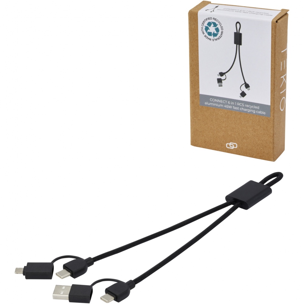 Logotrade Firmengeschenke das Foto: Connect 6-in-1 45W Schnelllade- & Datentransferkabel aus recyceltem RCS Aluminium