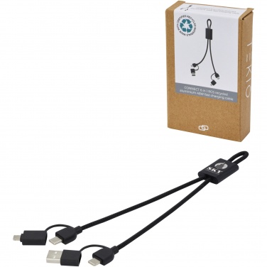 Logotrade Werbeartikel das Foto: Connect 6-in-1 45W Schnelllade- & Datentransferkabel aus recyceltem RCS Aluminium