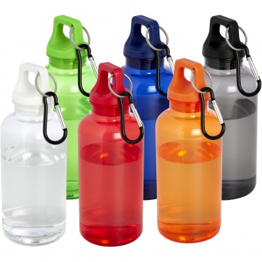 Logotrade Firmengeschenke das Foto: Oregon 400 ml RCS-zertifizierte Trinkflasche aus recyceltem Kunststoff mit Karabiner 