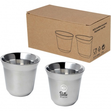 Logotrade Firmengeschenke das Foto: Duo 80 ml RCS-zertifiziertes Espressotassen Set aus Edelstahl 