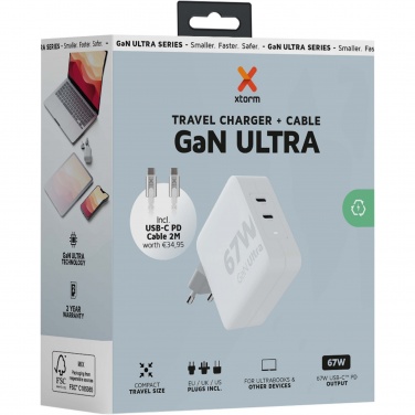 Logotrade Geschäftsgeschenke das Foto: Xtorm XVC2067 GaN Ultra 67 W Reiseladegerät mit 100 W USB-C PD-Kabel