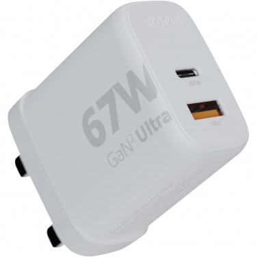 Logotrade Werbeartikel das Foto: Xtorm XEC067G GaN² Ultra 67 W Wandladegerät mit UK-Stecker