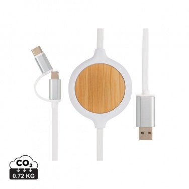 Logotrade Werbegeschenke das Foto: 3-in-1 Kabel mit 5W Bambus Wireless Charger