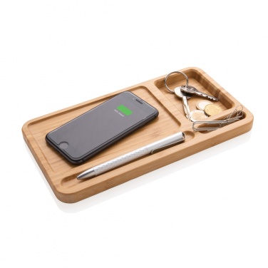 Logotrade Logogeschenke das Foto: Bambus Desk Organizer mit 10W Wireless Charger