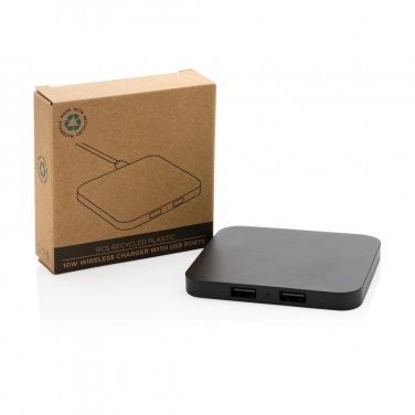 Logotrade Logogeschenke das Foto: 10W Wireless Charger aus RSC recycl. Kunststoff mit Dual-USB