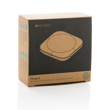 Logotrade Logogeschenke das Foto: Oregon Wireless-Charger aus RCS recyc. Kunststoff & Kork