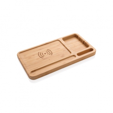 Logotrade werbemittel das Foto: Bambus Schreibtisch-Organizer mit 5W Wireless Charger