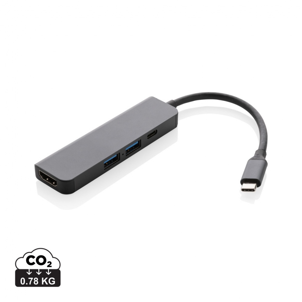 Logotrade Werbegeschenke das Foto: Terra Hub aus RCS recyceltem Aluminium mit HDMI-Input