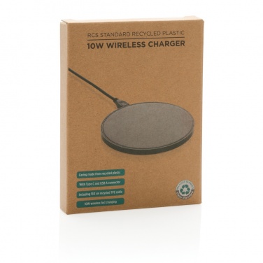 Logotrade Werbeartikel das Foto: 10W Wireless Charger aus RCS Standard recyceltem Kunststoff