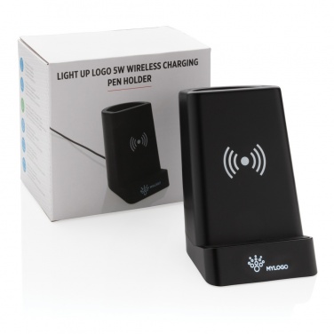 Logotrade Werbegeschenke das Foto: Light Up Logo 5W Wireless Charging Stiftehalter