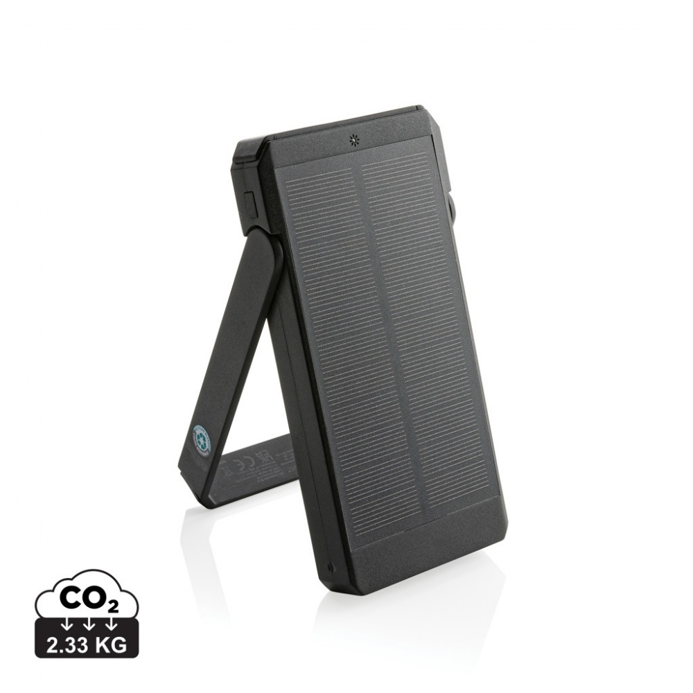 Logotrade Werbegeschenke das Foto: Skywave 10000mAh Solarpowerbank aus RCS recycelt. Kunststoff