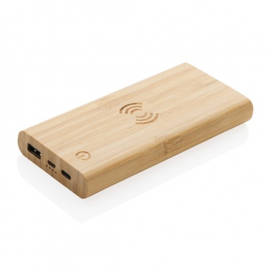 Logotrade Werbegeschenke das Foto: 8.000mAh Bambus-Wireless-Powerbank