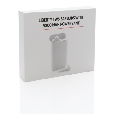 Logotrade Logogeschenke das Foto: Liberty TWS Ohrhörer mit 5.000 mAh Powerbank