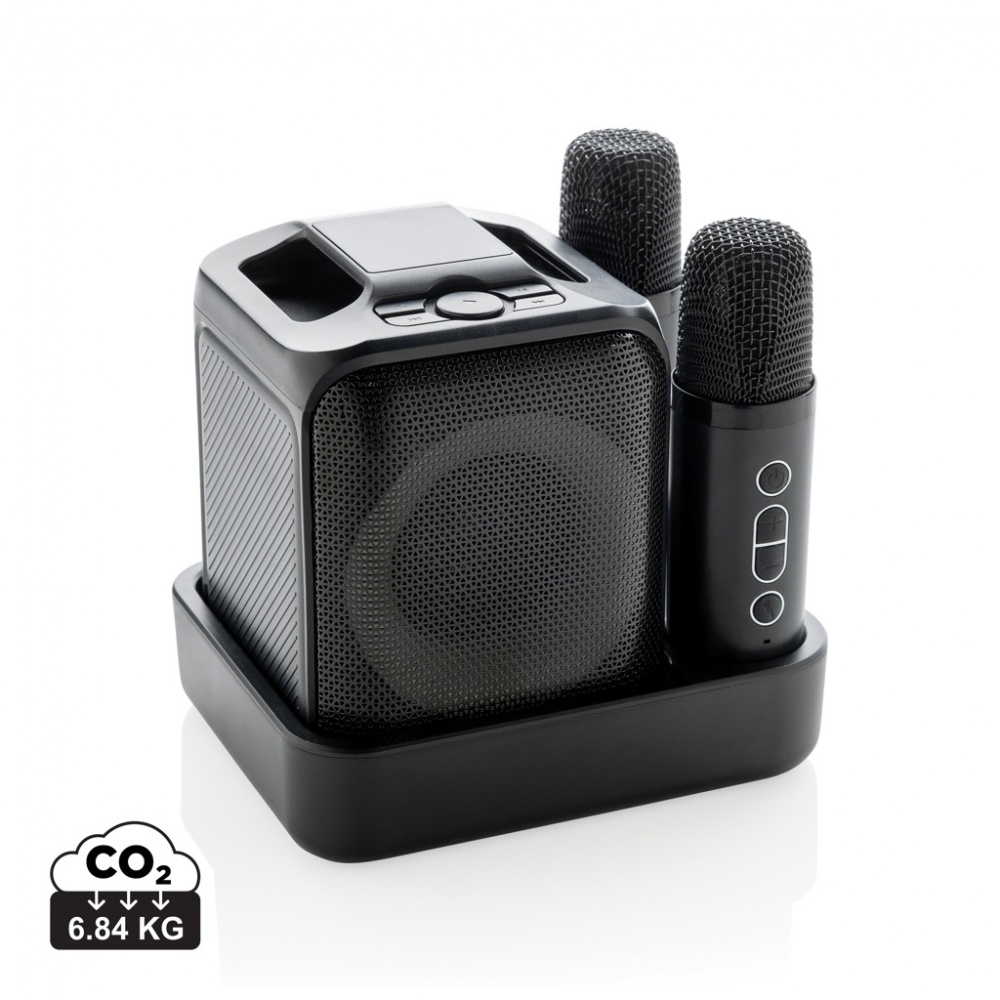 Logotrade Werbegeschenke das Foto: Singvibe Karaoke-Set mit Doppelmikrofon aus RCS rec. ABS