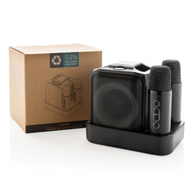 Logotrade Logogeschenke das Foto: Singvibe Karaoke-Set mit Doppelmikrofon aus RCS rec. ABS