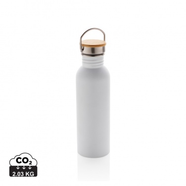 Logotrade Firmengeschenke das Foto: Moderne Stainless-Steel Flasche mit Bambusdeckel