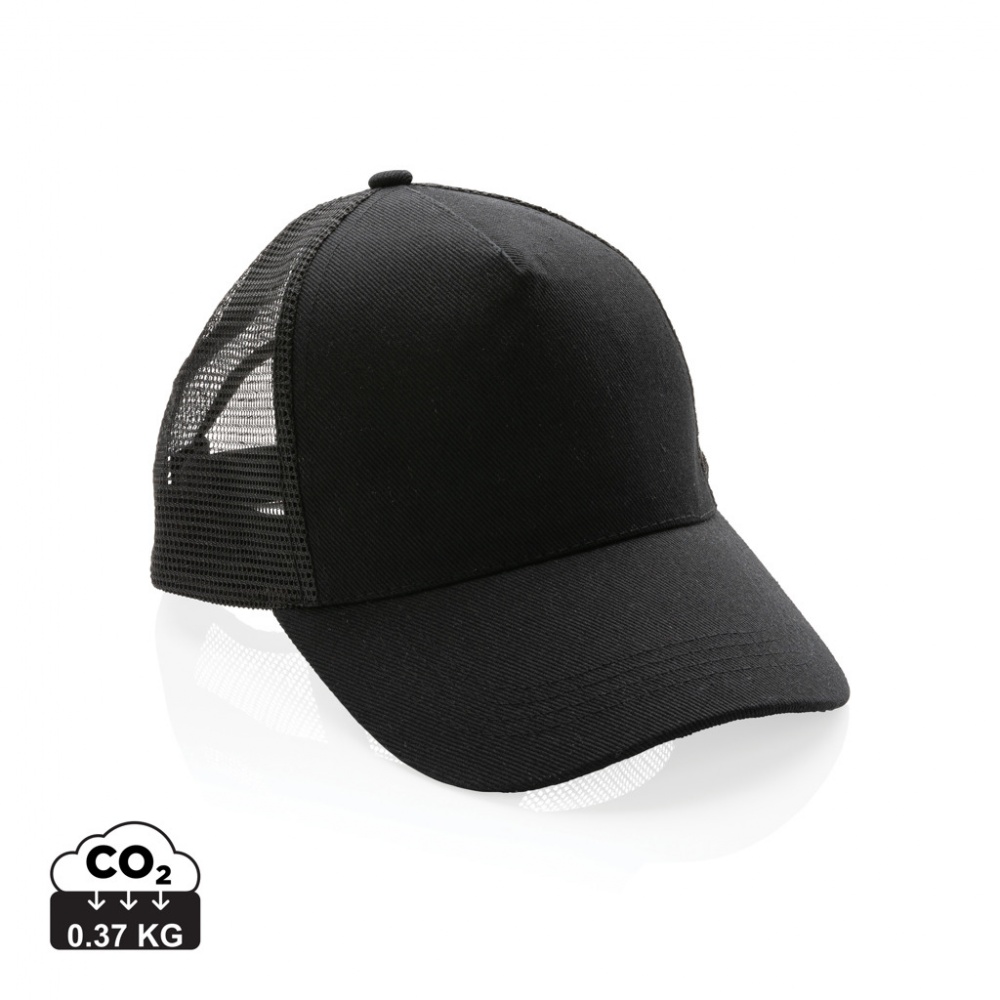 Logotrade Firmengeschenke das Foto: Impact AWARE™ 190gr Brushed rCotton 5 Panel Trucker-Cap