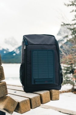 Logotrade Werbeartikel das Foto: Pedro AWARE™ RPET Deluxe Rucksack mit 5W Solar Panel