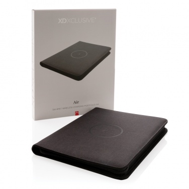 Logotrade Werbeartikel das Foto: Air 5W Wireless Charging Portfolio A4 mit 5.000mAh Powerbank