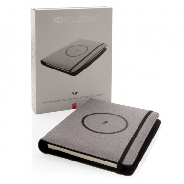 Logotrade Geschäftsgeschenke das Foto: Air 5W Wireless Charging Notizbuch A5 mit 5000 mAh Powerbank