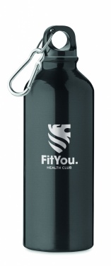 Logotrade Werbegeschenke das Foto: Einwandige 500-ml-Wasserflasche aus recyceltem Aluminium mit Karabiner