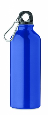 Logotrade Geschäftsgeschenke das Foto: Einwandige 500-ml-Wasserflasche aus recyceltem Aluminium mit Karabiner