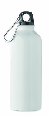 Logotrade Logogeschenke das Foto: Einwandige 500-ml-Wasserflasche aus recyceltem Aluminium mit Karabiner