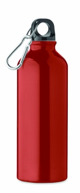 Logotrade Logogeschenke das Foto: Einwandige 500-ml-Wasserflasche aus recyceltem Aluminium mit Karabiner