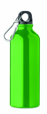 Logotrade Geschäftsgeschenke das Foto: Einwandige 500-ml-Wasserflasche aus recyceltem Aluminium mit Karabiner