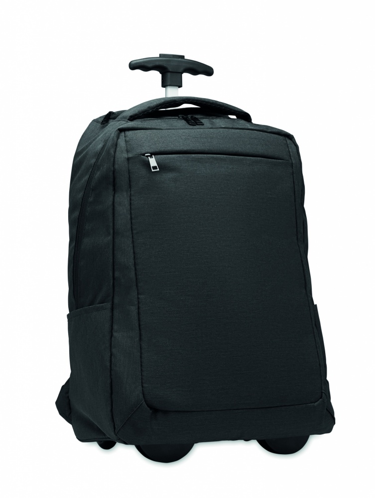 Logotrade Geschäftsgeschenke das Foto: Ein tragbarer Rucksack-Trolley mit Rädern, hergestellt aus 600D RPET-Polyester.