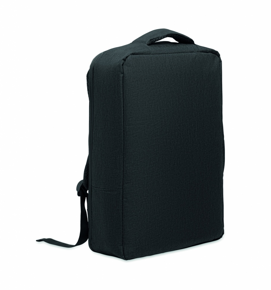 Logotrade Werbegeschenke das Foto: Ein sicherer 15-Zoll-Laptop-Rucksack aus 300D RPET mit einer 210D RPET-Fütterung und individuell anpassbarem Druck