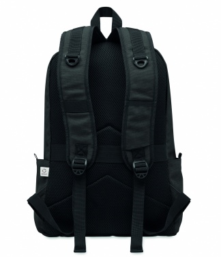 Logotrade Logogeschenke das Foto: Ein 15-Zoll-Laptop-Rucksack aus recycelter Pre-Consumer-Baumwolle mit individuell anpassbarem Druck