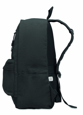 Logotrade Werbegeschenke das Foto: Ein 15-Zoll-Laptop-Rucksack aus recycelter Pre-Consumer-Baumwolle mit individuell anpassbarem Druck