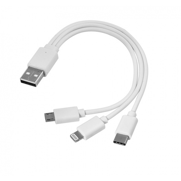 Logotrade Geschäftsgeschenke das Foto: 3-in-1-USB-Kabel Typ C + Micro-USB + Lightning