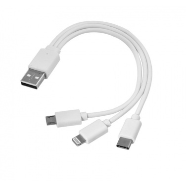 Logotrade Firmengeschenke das Foto: 3-in-1-USB-Kabel Typ C + Micro-USB + Lightning