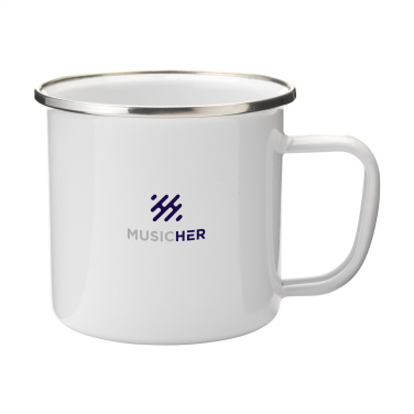 Logotrade Geschäftsgeschenke das Foto: Retro Silber Emaille Tasse 350 ml