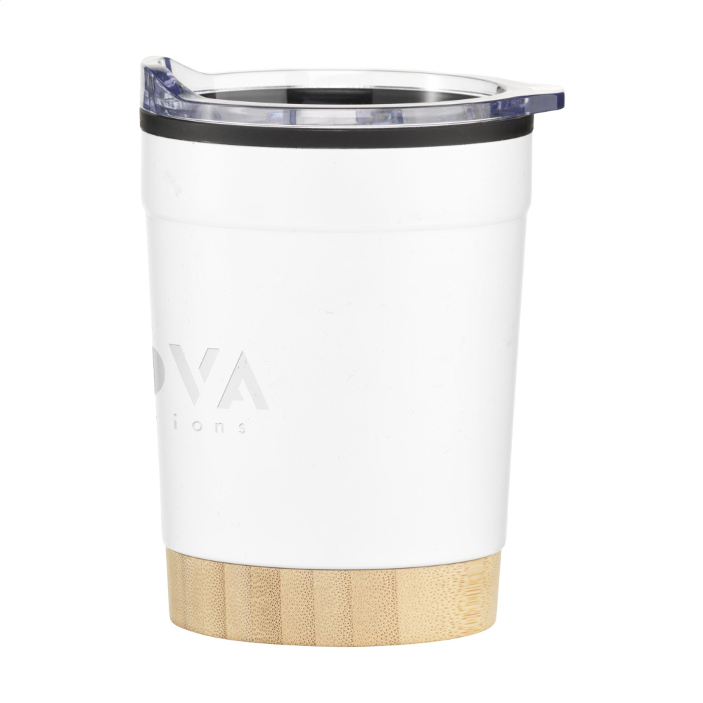 Logotrade Werbeartikel das Foto: Kobe Bamboo RCS Kaffeetasse aus recyceltem Stahl, 350 ml