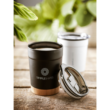 Logotrade Firmengeschenke das Foto: Kobe Bamboo RCS Kaffeetasse aus recyceltem Stahl, 350 ml