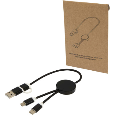 Logotrade Werbeartikel das Foto: Alasia 30 cm 5-in-1 Kabel aus recyceltem Kunststoff für Datenübertragung und 27W Schnellladung