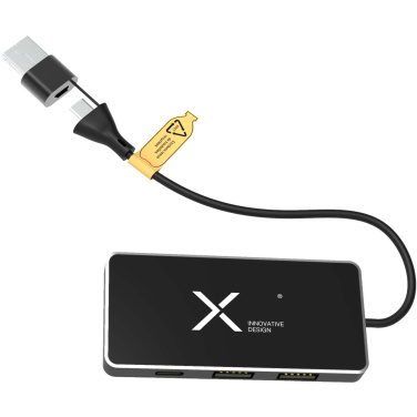 Logotrade Werbegeschenke das Foto: SCX.design H20 8-in-1 USB-Hub mit dualem Eingang und 6 Ports und Leuchtlogo